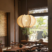 中式吊灯禅意茶室日式复古餐厅餐桌民宿卧室床头原木麻绳创意灯具
