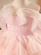 女童礼服公主裙粉色，蓬蓬裙生日主持人，走秀钢琴演出服洋气花童短裙