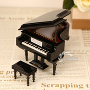 高档大尺寸钢琴模型摆件，黑白色刻字木质，八音盒钢琴音乐盒创意生日