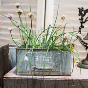 铁皮花盆长方形铁艺花器多肉，花盒铁皮桶美式复古做旧花盆种花创意
