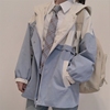 春秋外套女学生韩版宽松小个子学院风工装BF双层风衣夹克2024