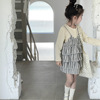 一年级 女童春季韩版条纹针织荷叶边连衣裙软妹吊带短裙蛋糕裙