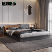 轻奢双人床卧室榻榻米储物收纳一体床家用1.8m软靠大床实木板式床