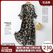杭州丝绸真丝连衣裙女夏季高级感碎花年轻减龄法式高端桑蚕丝裙子