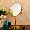 桌面化妆镜台式家用双面放大梳妆镜，金色小型可立铜镜复古镜子精致