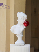 k红色泡泡女孩雕像头像北欧玄关，客厅大摆件，装饰品家居艺术抽象雕