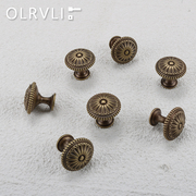 olrvli欧式复古黄铜拉手抽屉衣柜家具做旧柜门把手中式古铜色拉手