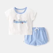 儿童套装夏款韩版女童莱卡短袖短裤两件套男童家居服宝宝半袖t恤