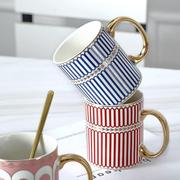 创意欧式英伦陶瓷情侣马克杯，水杯ins北欧送伴手礼杯子骨瓷咖啡杯