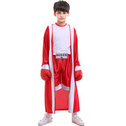 儿童节日服装两色儿童运动服红蓝拳击手儿童拳击比赛服装摄影服装