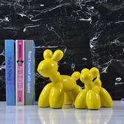 抽象后现代陶瓷亮黄气球小狗造型卡通摆件简约家居儿童房软装饰品