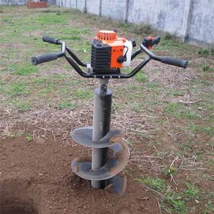 手推式地钻施肥挖坑机农用螺旋式汽油埋桩机，土壤耕整机器