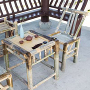 竹椅子靠背椅老式手工家用藤椅老人儿童单人休闲户外餐椅竹桌茶几