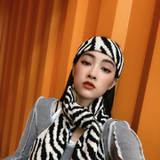 2021韩国复古斑马纹针织发带，街头弹力瑜伽，运动头带窄秋冬毛线发带