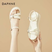 达芙妮坡跟凉鞋女夏季外穿2024百搭一字扣带水钻气质时尚女鞋
