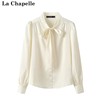 拉夏贝尔/La Chapelle雪纺衬衣女秋装款法式职业衬衫长袖宽松上衣
