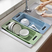 可伸缩沥水篮厨房沥水，架塑料水池洗菜盆洗碗池餐具沥水篮子