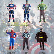 万圣节cos成人超人服装男女蜘蛛侠蝙蝠侠美国队长肌肉雷神表演服