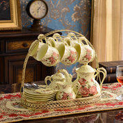 欧式陶瓷咖啡具套装英式下午花茶茶具，咖啡杯碟送架子结婚生日礼物