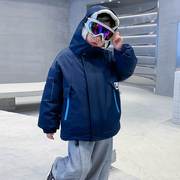 韩国AS品牌男童冬装羽绒服2022儿童加厚假两件护目镜外套