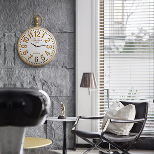 欧式挂钟客厅美式个性创意复古静音，钟表卧室现代大气铁艺时钟装饰