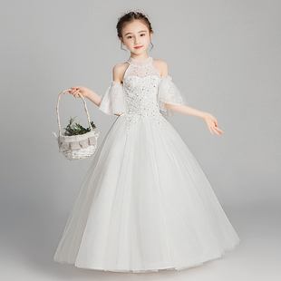 儿童婚纱公主裙女童礼服小孩花童结婚礼生日高端钢琴演出服装高贵