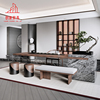 新中式茶桌现代高级感亚克力茶桌椅组合岩板导台办公室家具定制