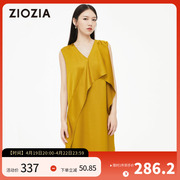 ZIOZIA女装夏款黄色无袖连衣裙独特设计单品QOW22491U