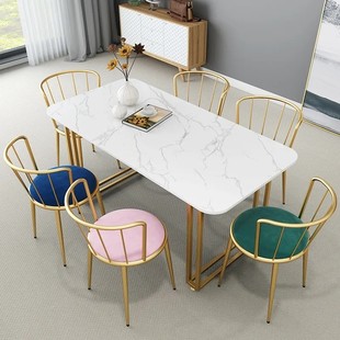 家用小户型餐桌椅现代简约餐桌，大理石长方形吃饭桌子餐厅饭桌椅子