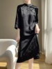 新中式国风旗袍五分袖连衣裙，女2024夏季高级感气质中袖缎面提花裙