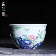 景德镇铭记窑斗彩婴戏，水缸杯全手工茶杯，陶瓷复古婴戏手绘杯子茶具