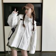 夹克2024白色韩版春秋季设计女上衣冲锋衣外套流行感炸街工装