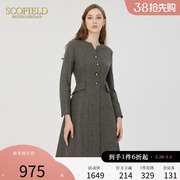 羊毛Scofield女装复古格子长袖收腰显瘦连衣裙秋季