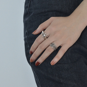 无怯s925纯银冷淡风戒指，网红可调节情侣戒男女，款一对日韩个性银饰