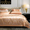 高档色织提花重磅100%桑蚕丝床上四件套欧式宫廷真丝绸缎床上用品