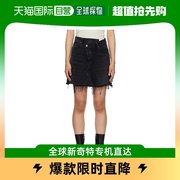 香港直邮潮奢agolde女士黑色crisscross牛仔短裙