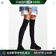 香港直邮潮奢asos女士kimmy设计平底粗跟及膝靴子(黑色)