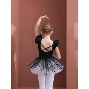 儿童舞蹈服黑色纯棉，女童练功服夏季幼儿，芭蕾舞裙考级中国舞练舞衣