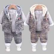 秋冬装0-1-2-3岁半男宝宝衣服，冬天婴儿童加绒套装女童装，三件套潮5