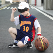童装男童夏季篮球服2023儿童运动服男孩速干套装短袖假两件套