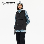 volcom钻石女装冬装，户外大口袋立领专业滑雪马甲背心2024冬季