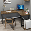 实木l型书桌转角电脑台式桌，角落桌子靠墙卧室家用简约异形办公桌