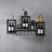 欧式铁艺实木酒架壁挂红酒葡萄架，创意置物餐厅，装饰酒柜酒杯架吊柜