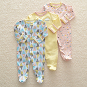 婴儿包脚连体衣纯棉春装打底衣，0-9月新生儿睡衣初生宝宝连脚爬服
