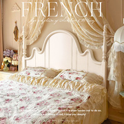 法式实木床白色奶油风公主床1.8米1.5卧室双人床美式复古轻奢大床