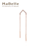 mabelle玛贝尔18k玫瑰金垂坠式单边钻石，耳钉菱形款时尚气质
