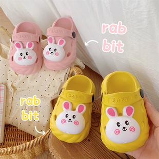 细细条可爱兔子儿童洞洞鞋，夏季女童宝宝eva软底居家外穿包头拖鞋