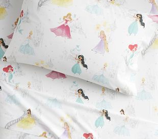 小美女最爱卡通床品「双色公主，城堡」印花纯棉被套床单可配四件套