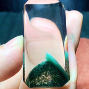 魅晶天然水晶晶体通透全包裹翠绿色绿幽灵金字塔无事牌吊坠