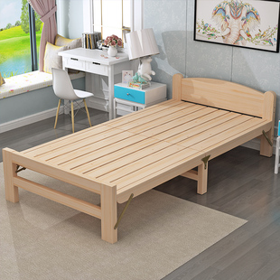 折叠床实木床单人床，午休床1.2米双人床，简易床家用床1.5米床